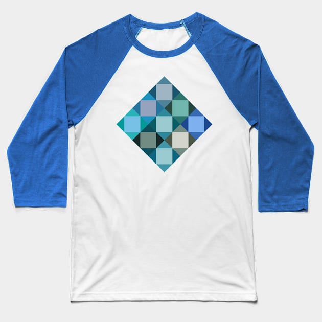 Abstract Tiles - blue tones Baseball T-Shirt by Clutterbooke